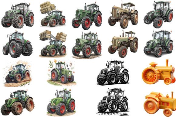 18 Fendt Tractor Clipart Bundle PNG: Realistic Farm Art Assets