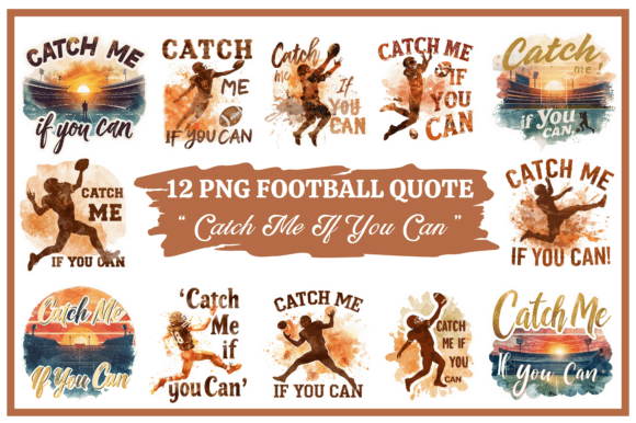 Catch the Spirit: Football Watercolor Clipart Quote #02