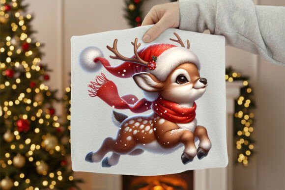 Christmas Reindeer Running Pose Clipart: Dynamic Festive Art