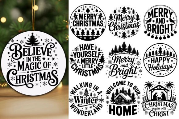 🎄 Christmas Round Sign SVG Bundle: Festive Cheetah Designs