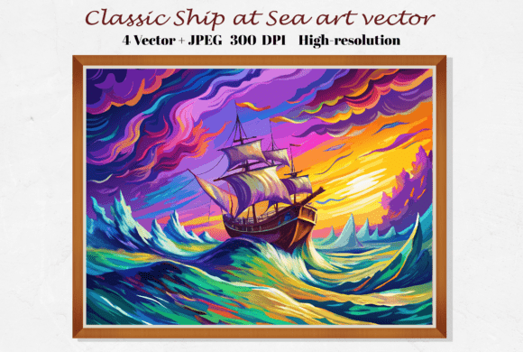 Classic Ship at Sea: Bold Vector Art for Designers