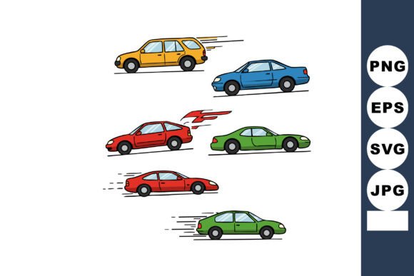 Colorful Fast Moving Cars Vector Illustr: Capturing Energy in Design