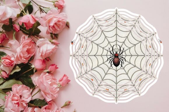 Creepy Spider Web Wind Spinner Png for Halloween Craft
