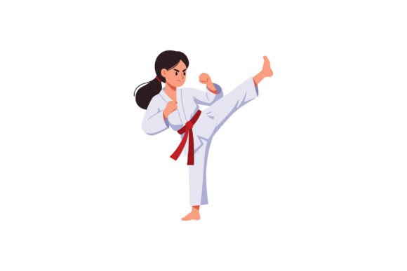 Dynamic Visuals: Karate Practitioner in Action, Flat Desi