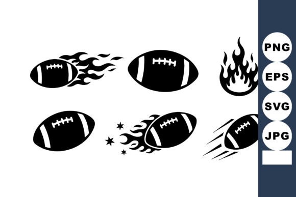Ignite Your Design: American Football Ball Icons with Flames