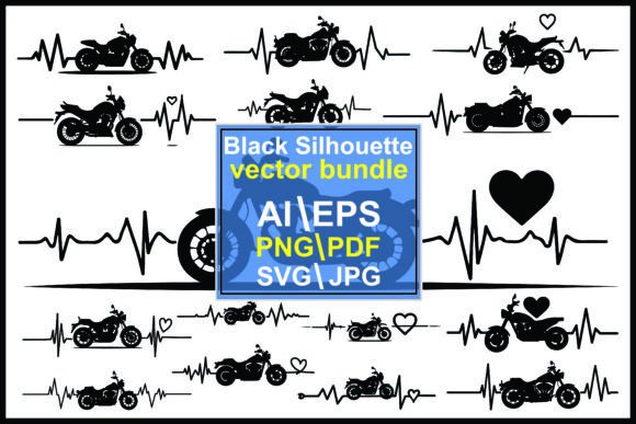 Motorcycle Silhouette Between Heartbeat: A Creative Asset