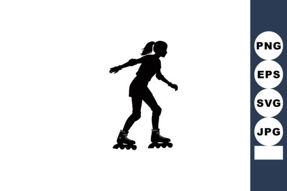 Silhouette of Woman Roller Skating in Mo: Dynamic Design
