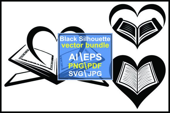 Silhouette Open Books Forming Hearts: Love & Learning