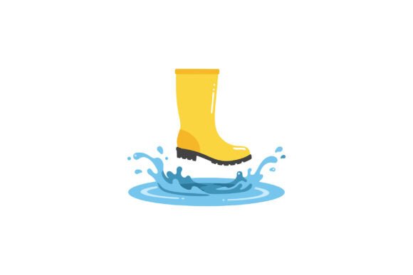 Splash into Creativity: Yellow Rain Boot Jumping into Blue Water