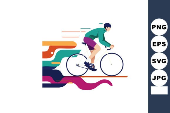 Unleashing Energy: The Dynamic Visual Power of Male Cyclist Riding Bicycle with Colorfu