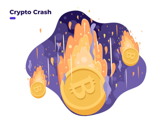 Visualizing Market Downturns: The Bitcoin Price Falling Down Vector