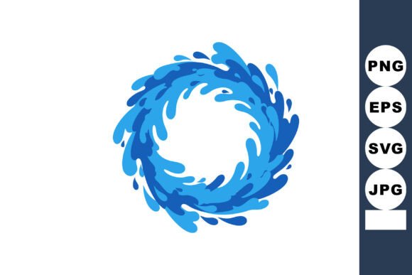 Water Splash Circle Vector in Blue Tones: A Fresh Design Asset