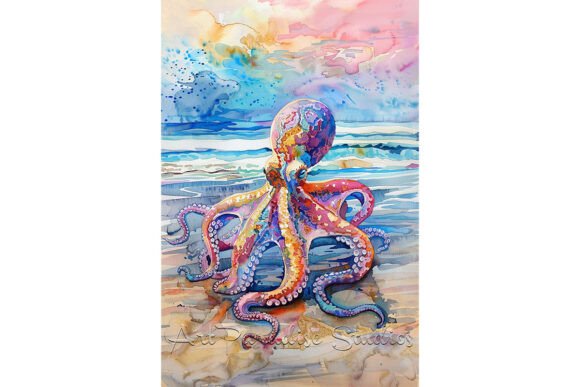 Watercolor Octopus Art with Ocean Waves: A Designer's Deep Dive