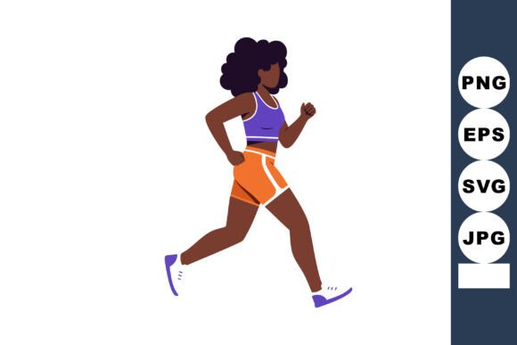 Woman Running in Purple Top and Orange S: Dynamic Energy for Bold Projects